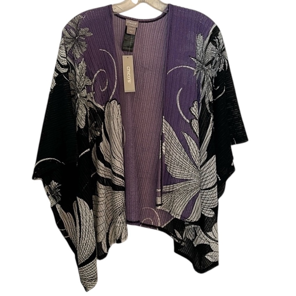 B4- Mesh Floral Top - Size L/XLP Chico's Over  beach wear. New NWT